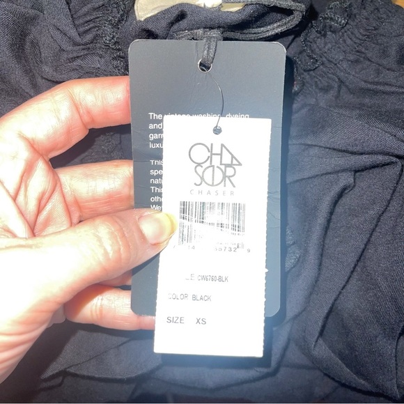 CHASER Black Off The Shoulder Shirred Mini Dress - Picture 7 of 7